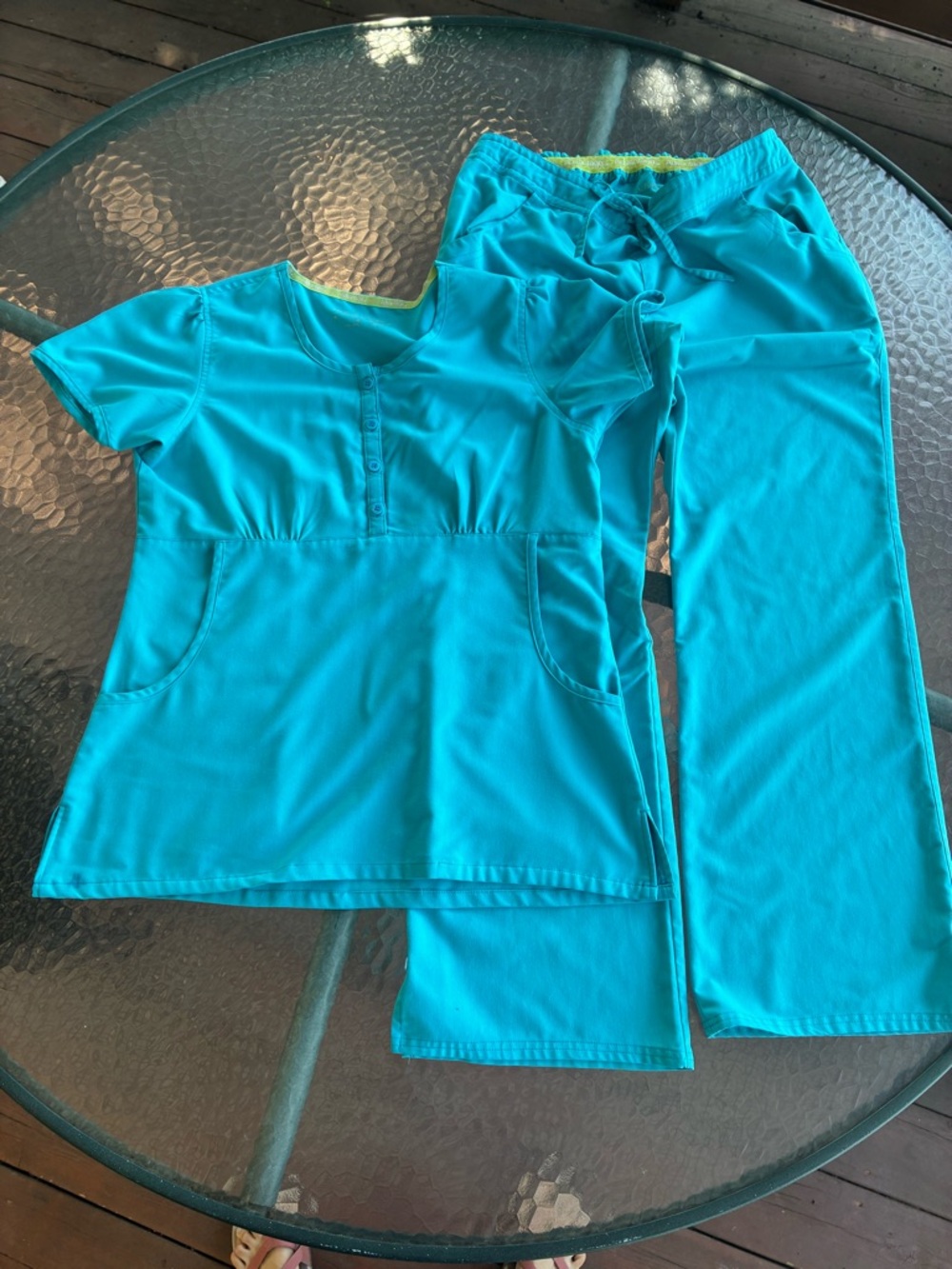 Uniform Advantage Teal Blue Scrub Top and Pants Set Medium